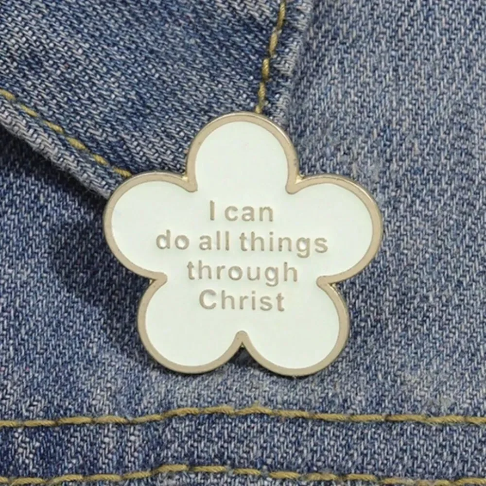 3for$20  1Pc Creative White Flower Believer Opinion Enamel Pin Christ